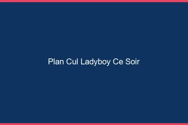 Plan cul ladyboy ce soir